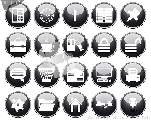 Image of business and office icon set