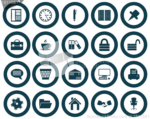 Image of business and office icon set