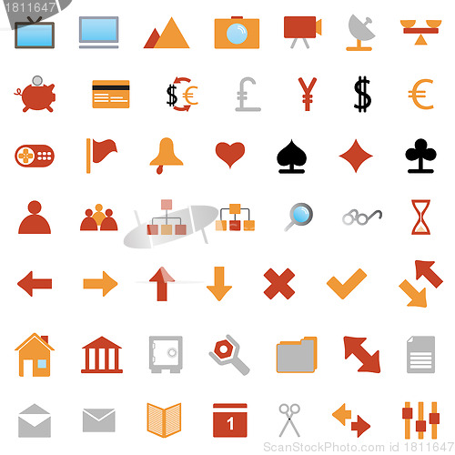 Image of business and office icon set