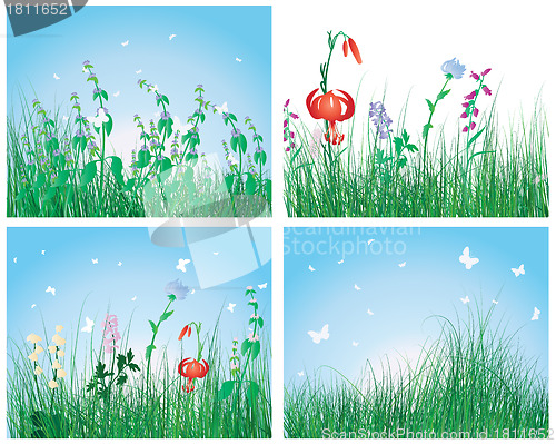 Image of color set of grass backgrounds