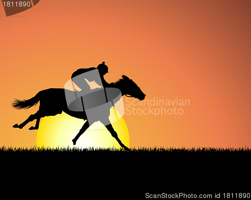 Image of horse on sunset background