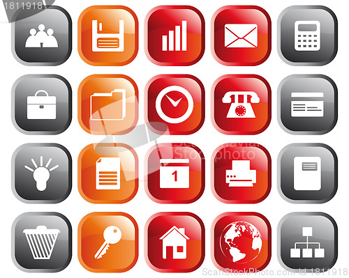 Image of business and office icon set