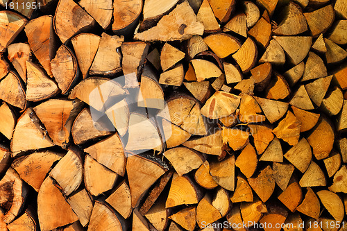 Image of Pile of wood logs ready for winter