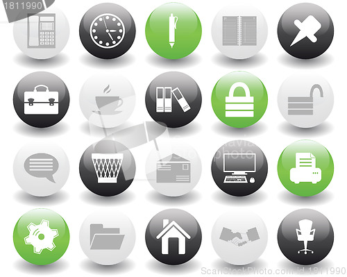 Image of business and office icon set