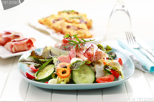 Image of Vegetable salad with prosciutto rolls