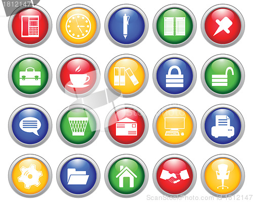 Image of business and office icon set