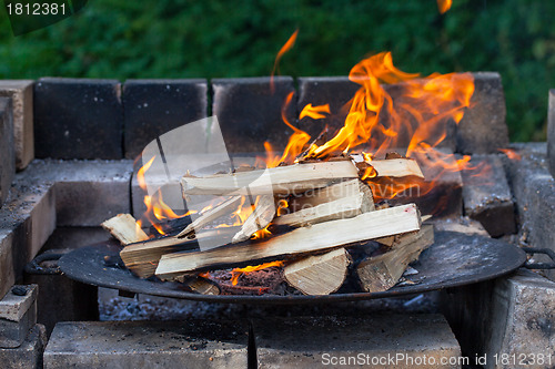 Image of Burning Wood In The Fireplace