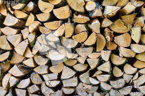 Image of Background of Stacked Chopped Firewood Logs