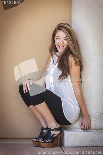 Image of Attractive Mixed Race Girl Portrait