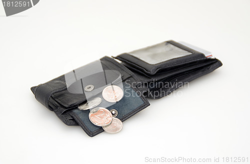 Image of Black wallet and some coins