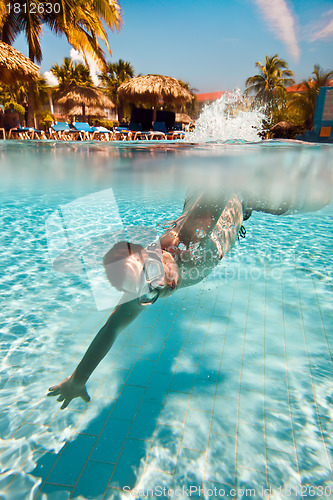 Image of teenager floats in pool