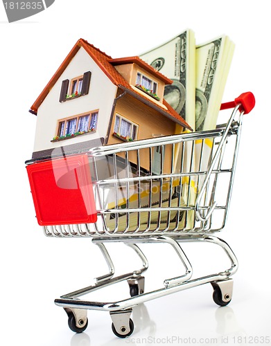 Image of shopping cart and house