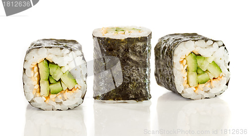 Image of Sushi Roll (Kappa maki roll) on a white background