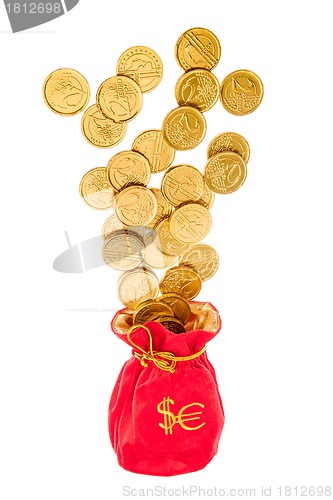 Image of Sack with euro and dollars coins