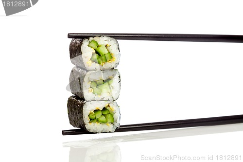 Image of Sushi Roll (Kappa maki roll) on a white background