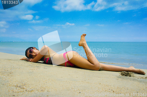 Image of Woman Sun Tanning