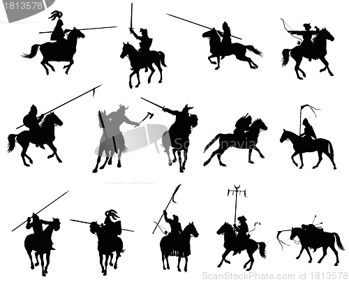 Image of Vector horsemen set
