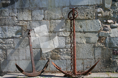 Image of Two old anchors
