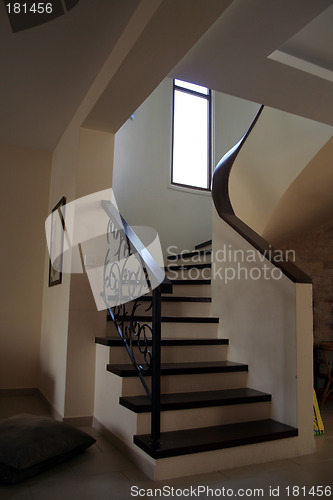 Image of Interior detail of a modern stairway