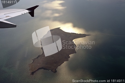 Image of View through airplane porthole