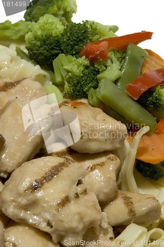 Image of chicken marsala with vegetables and linguine