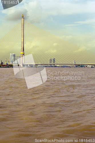 Image of bridge on a background of the river
