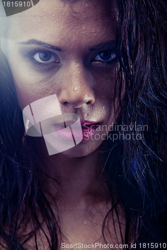 Image of bruntette wet woman portrait