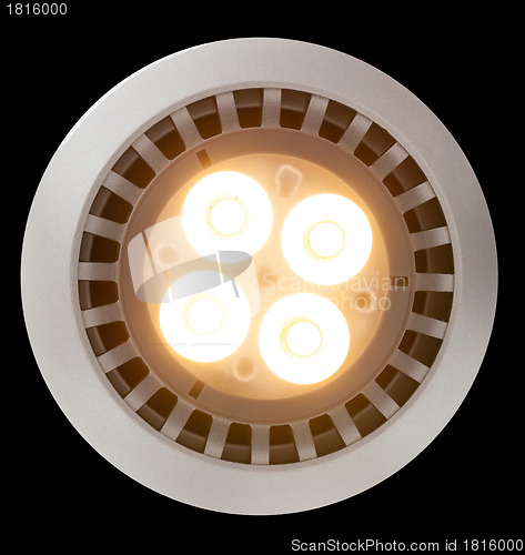 Image of LED light bulb lit from above