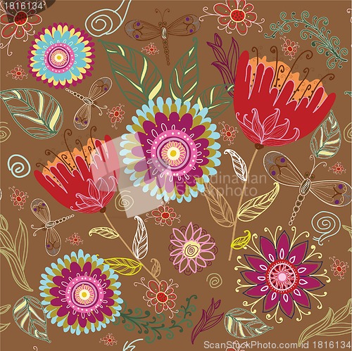 Image of Seamless texture with flowers
