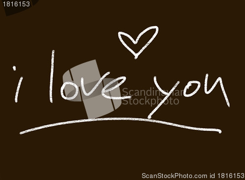 Image of illustrated blackboard/chalkboa rd with text "i love you"