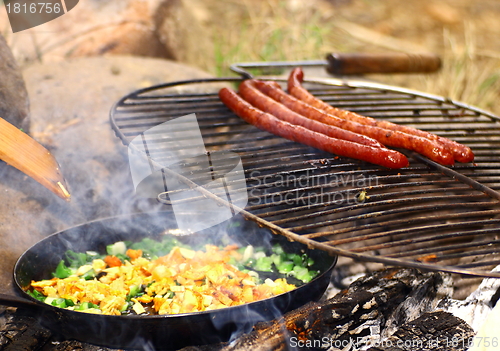 Image of making omelette outdoor