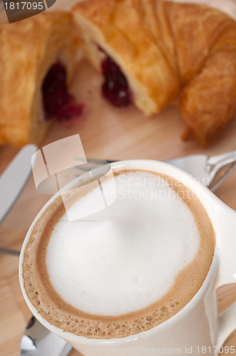 Image of fresh croissant french brioche and coffee