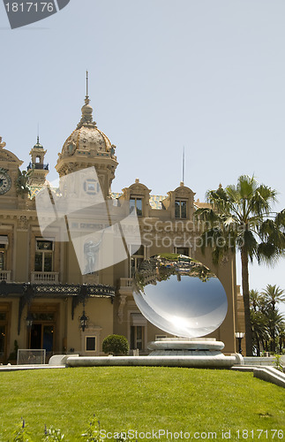 Image of famous cafe casino entrance and garden Monte Carlo Monaco