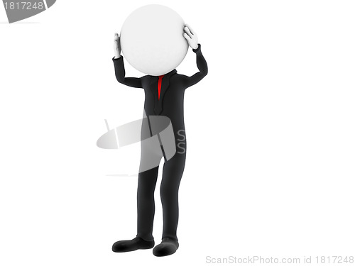 Image of 3d small person holding his head with his hands. 3d image. Isola