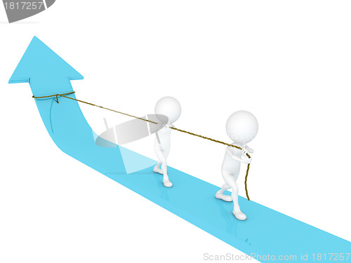 Image of 3d man business boss pulling a rope 