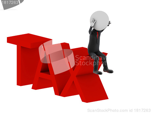 Image of Tax. 3d illustration of human character. 