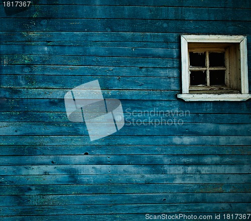 Image of Blue wooden wall, window