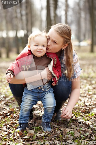 Image of Young mother and son