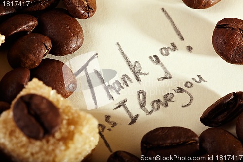 Image of Coffee beans, thank you