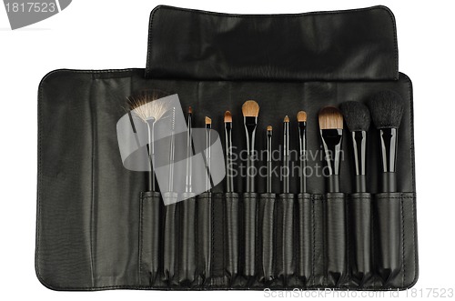 Image of Set of black makeup brushes isolated on white