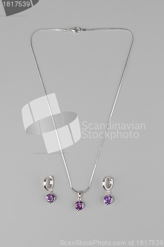 Image of Silver necklace with earrings