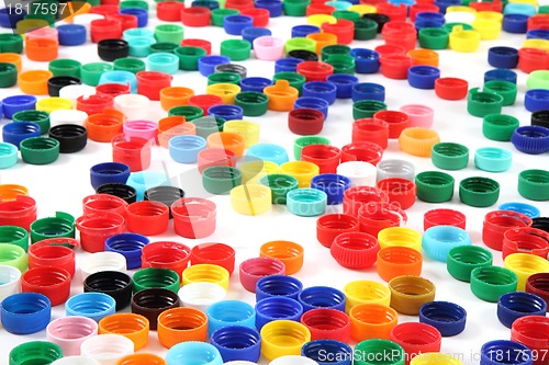 Image of color caps as plastic background