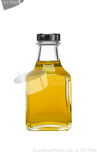 Image of olive oil square bottle isolated on white background