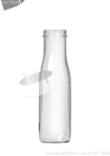 Image of Empty milk glass bottle isolated on white