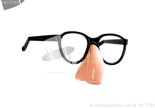 Image of Funny disguise glasses and nose isolated