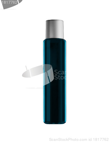 Image of Dark blue parfume bottle isolated