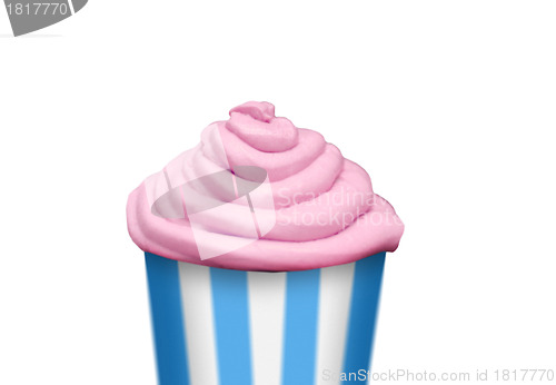 Image of Pink creme cupcake isolated on white background