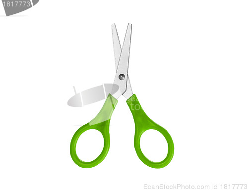 Image of green scissors isolated on white background