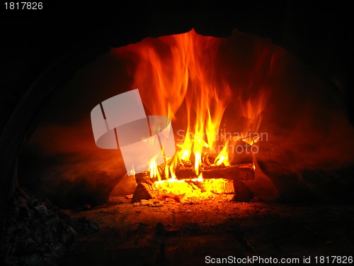 Image of Fire wood burning in the furnace