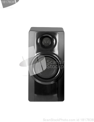 Image of Black sound speaker on white background.